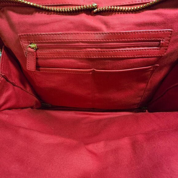 Cynthia Rowley Quilted Red Crossover Handbag With Braided Straps & Gold Hardware - Picture 8 of 15